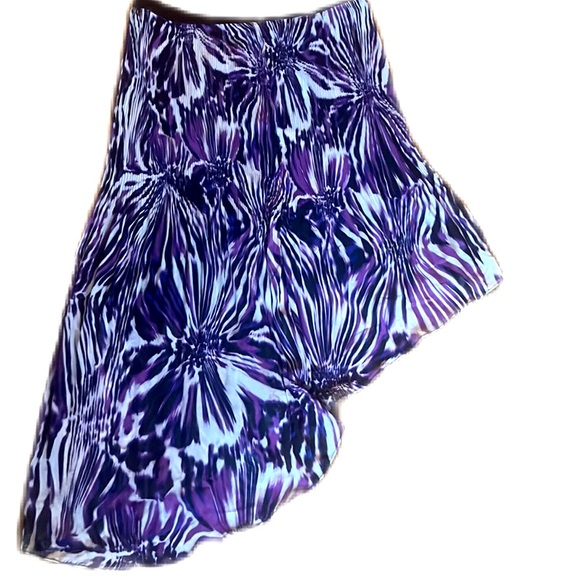 Worthington pleated skirt purple size L, elastic waist asymmetrical high low - Picture 1 of 11